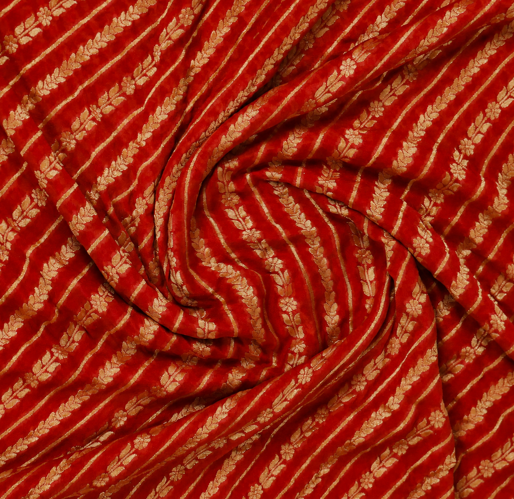 Classic Red - Pure Khaddi Chiffon Georgette Silk Banarasi Saree