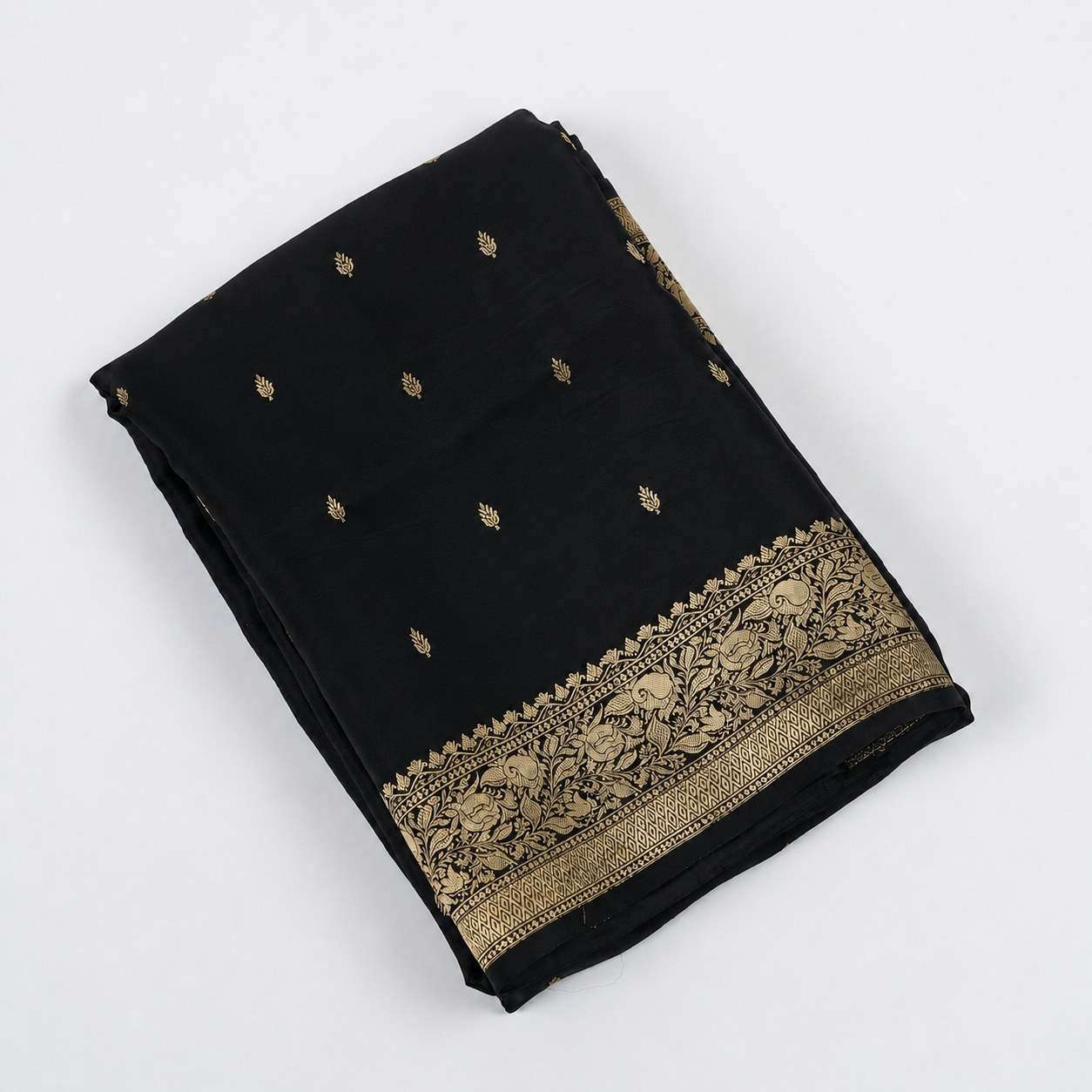 Black - Pure Puna Mashru Silk Banarasi Saree