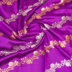 Purple - Pure Raw Mango Banarasi Saree with Golden and silver Boota Motifs