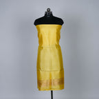 Yellow Banarasi Handloom Luxury Suit set contrast with Aqua Teal Green color.