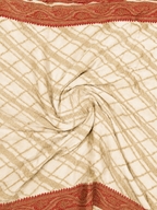 Ivory contrast with Classic Red- Pure Khaddi Chiffon Georgette Silk Banarasi Saree
