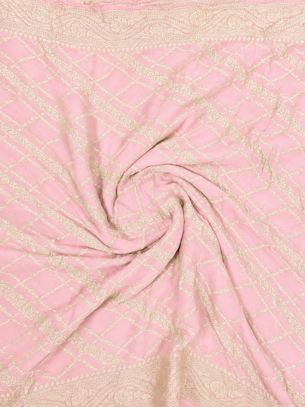Baby Pink - Pure Khaddi Chiffon Georgette Silk Banarasi Saree