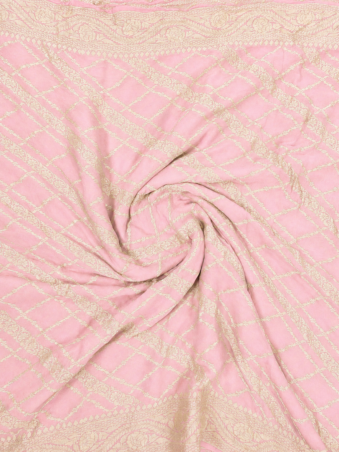 Baby Pink - Pure Khaddi Chiffon Georgette Silk Banarasi Saree