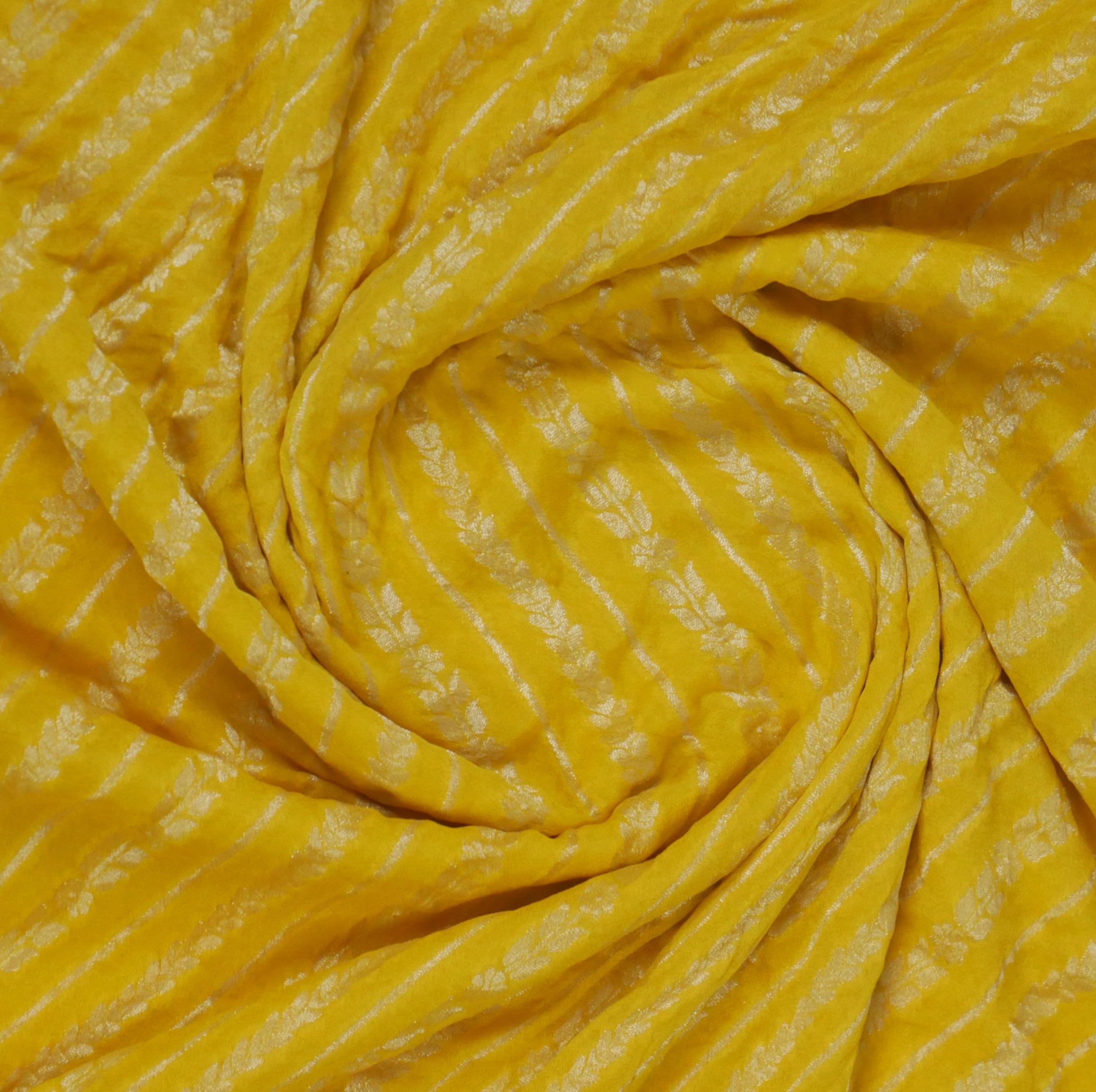 Gold Yellow - Pure Khaddi Chiffon Georgette Silk Banarasi Saree