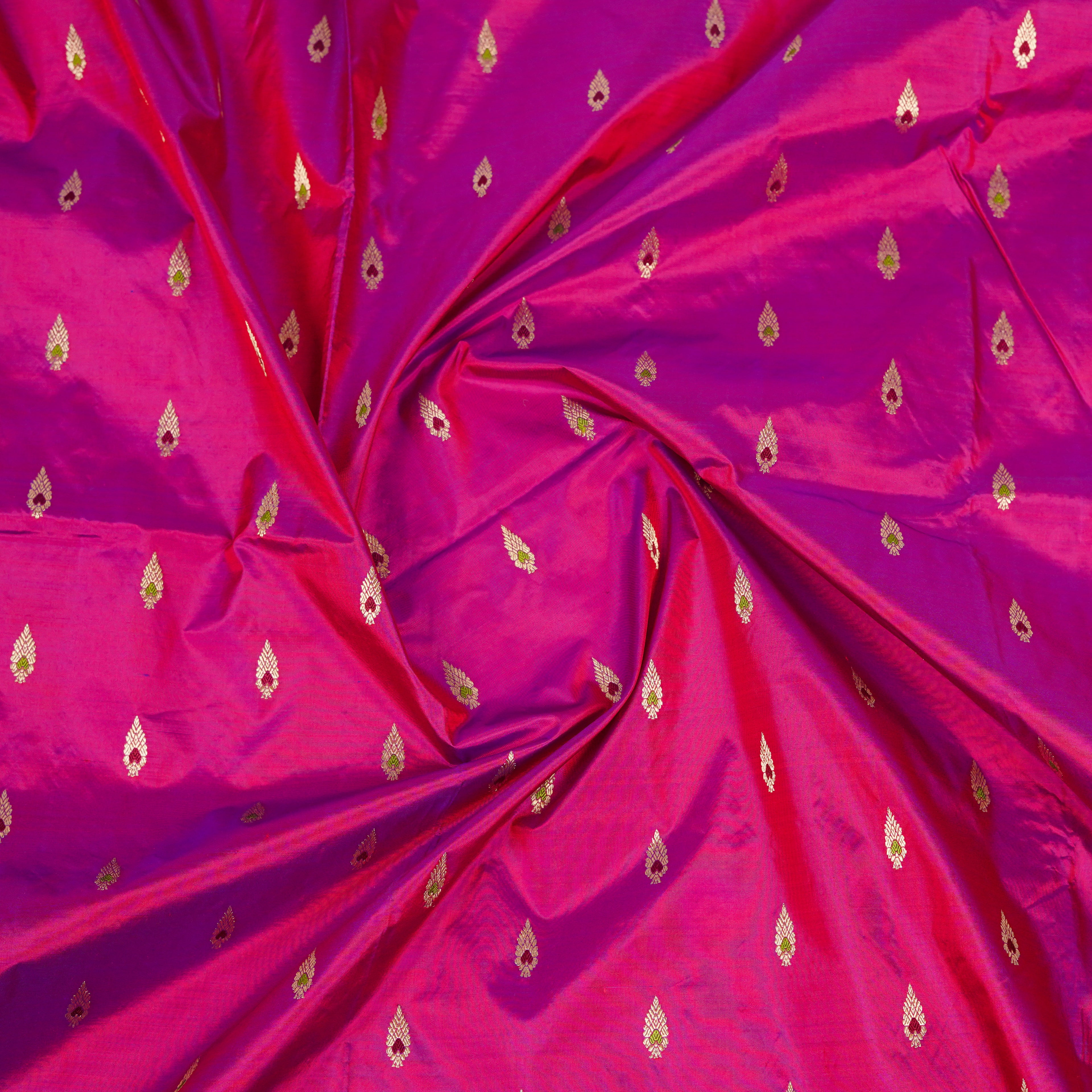 Wine contrast with Pink - Pure Soft premium Katan Silk Banarasi Saree with Alfi small Booti and contrast Satin Border