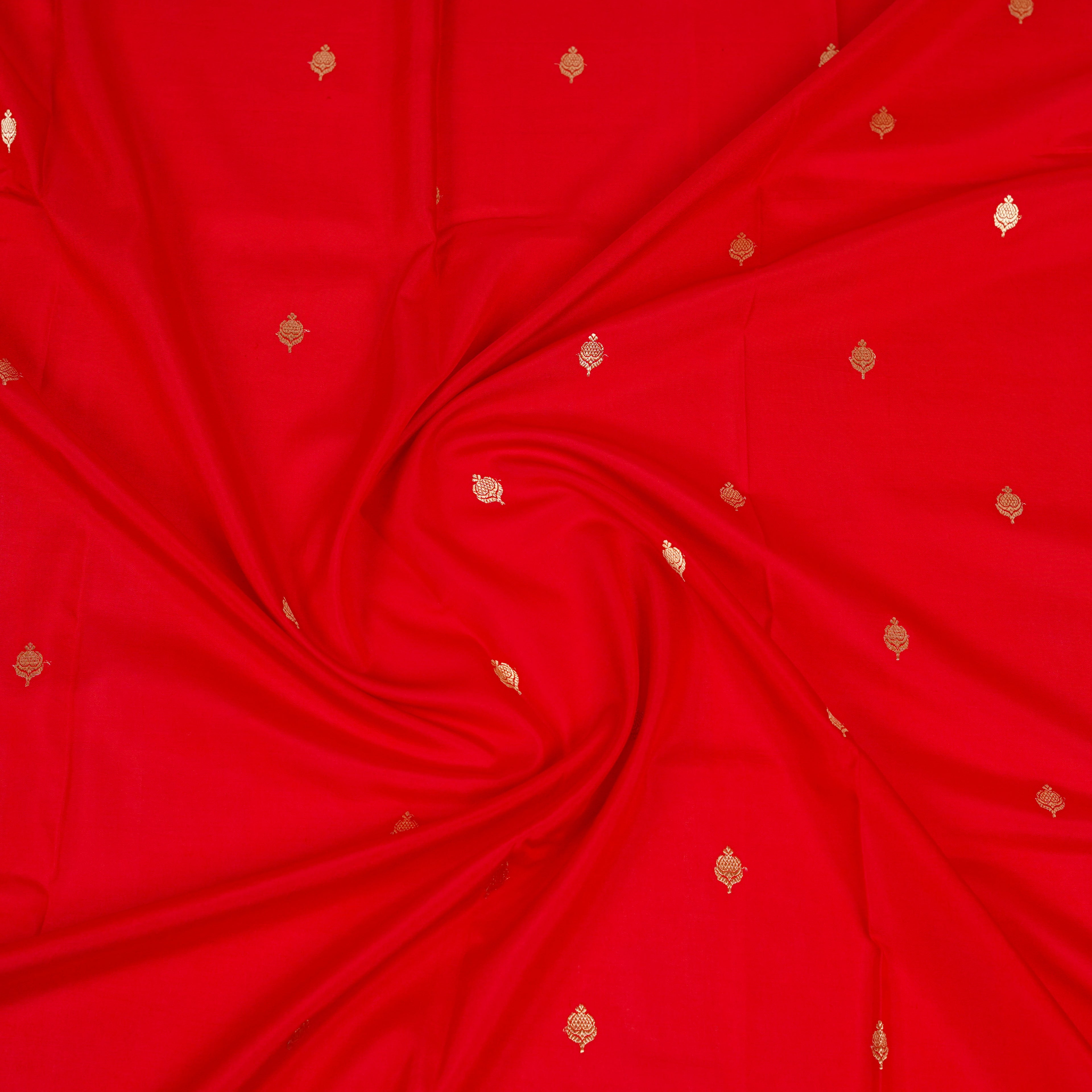 Red  - Pure Raw Mango Banarasi Saree with Goldenand silver Booti Motifs