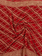 Classic Red - Pure Khaddi Chiffon Georgette Silk Banarasi Saree