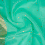 Sea Green - Pure Organza Banarasi Saree with Satin Border containing Alfi Golden Boota