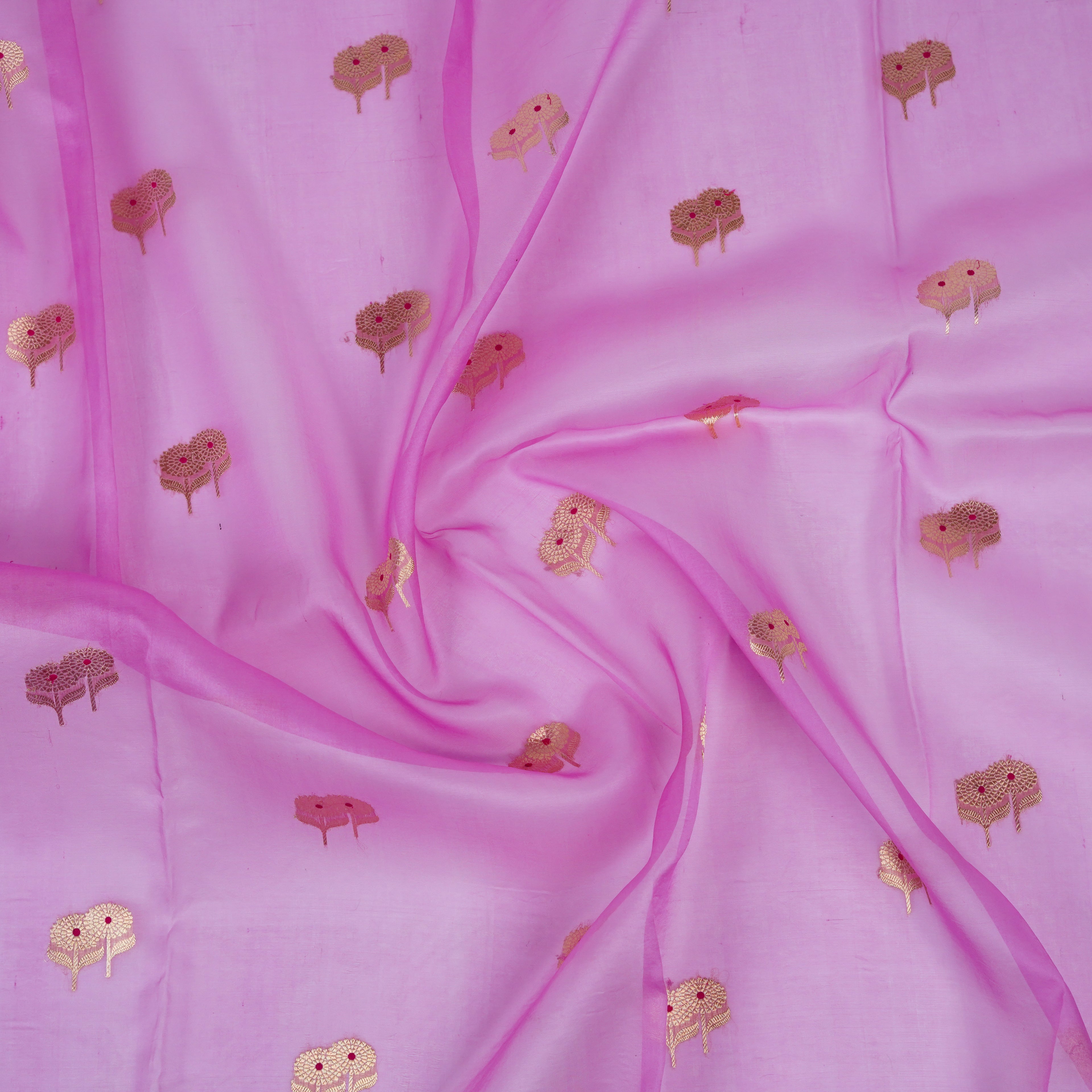 Baby Pink - Pure Organza Banarasi Saree with Alfi Booti