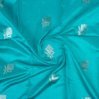 Aqua Green - Pure Raw Mango Banarasi Saree with Silver Zari and Skirt Border Design