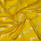 Mustard Yellow - Pure Raw Mango Banarasi Saree with Parallel Ara Jaal in Golden and Silver Zari