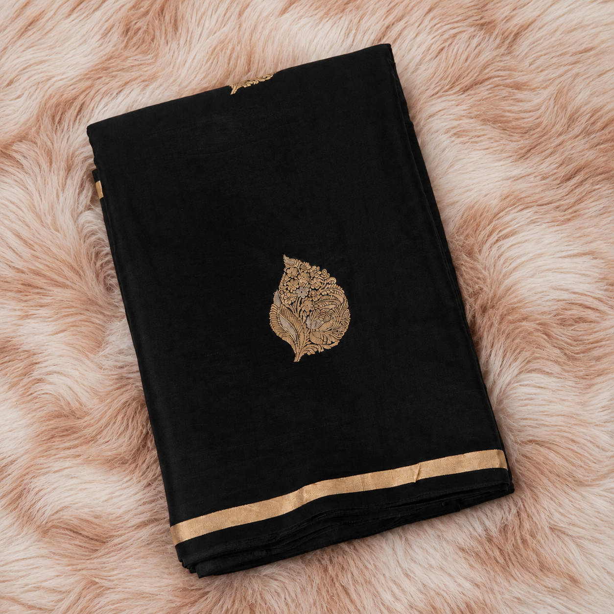 Black - Pure Soft Mashru Silk Banarasi Saree