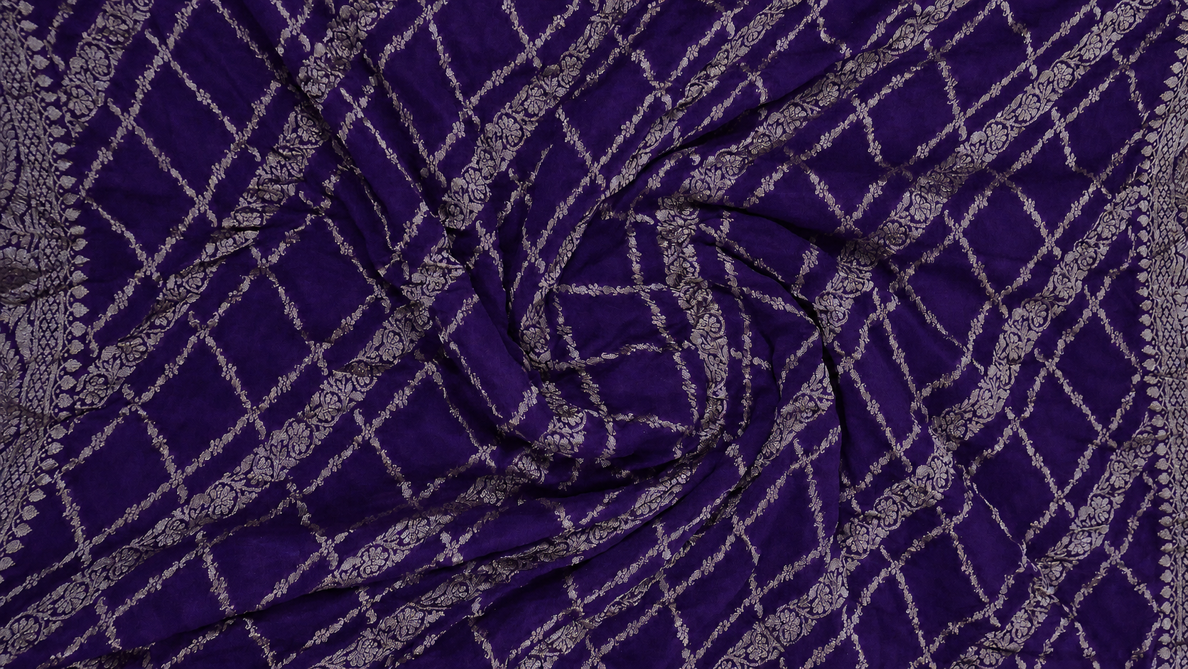 Purple - Pure Khaddi Chiffon Georgette Silk Banarasi Saree