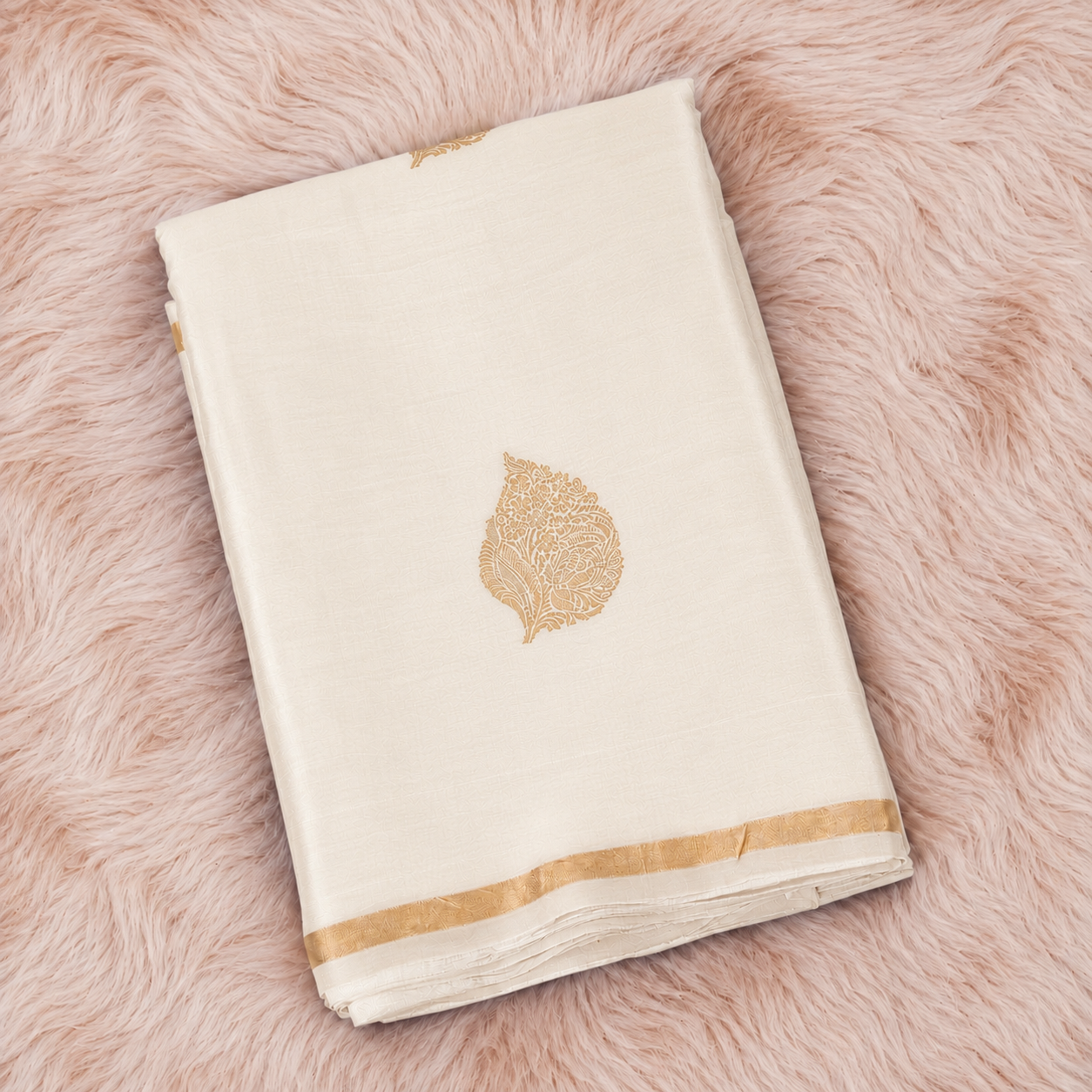 Off White - Pure Soft Mashru Silk Banarasi Saree