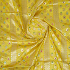 Lemon Yellow - Pure Katan Silk Banarasi Saree with water zari and multi color Booti