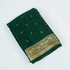 Deep Green - Pure Puna Mashru Silk Banarasi Saree