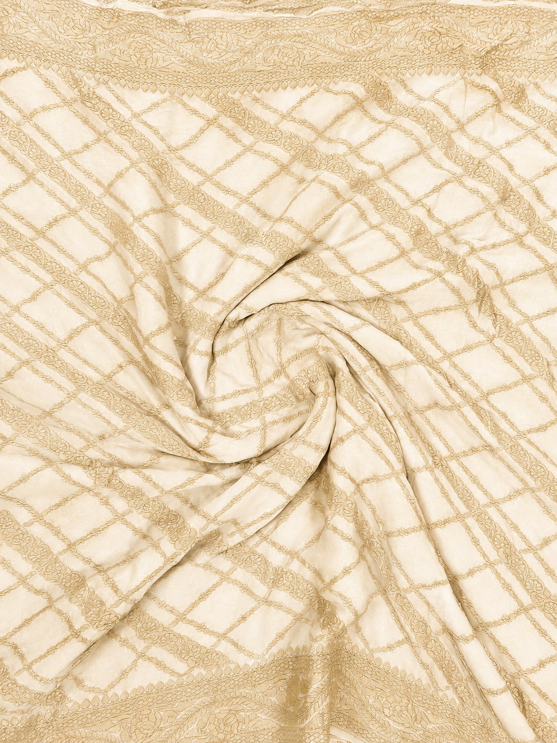 Ivory - Pure Khaddi Chiffon Georgette Silk Banarasi Saree