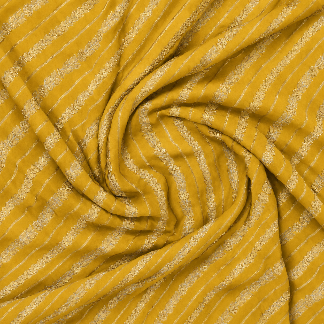 Mustard Yellow - Pure Khaddi Chiffon Georgette Silk Banarasi Saree