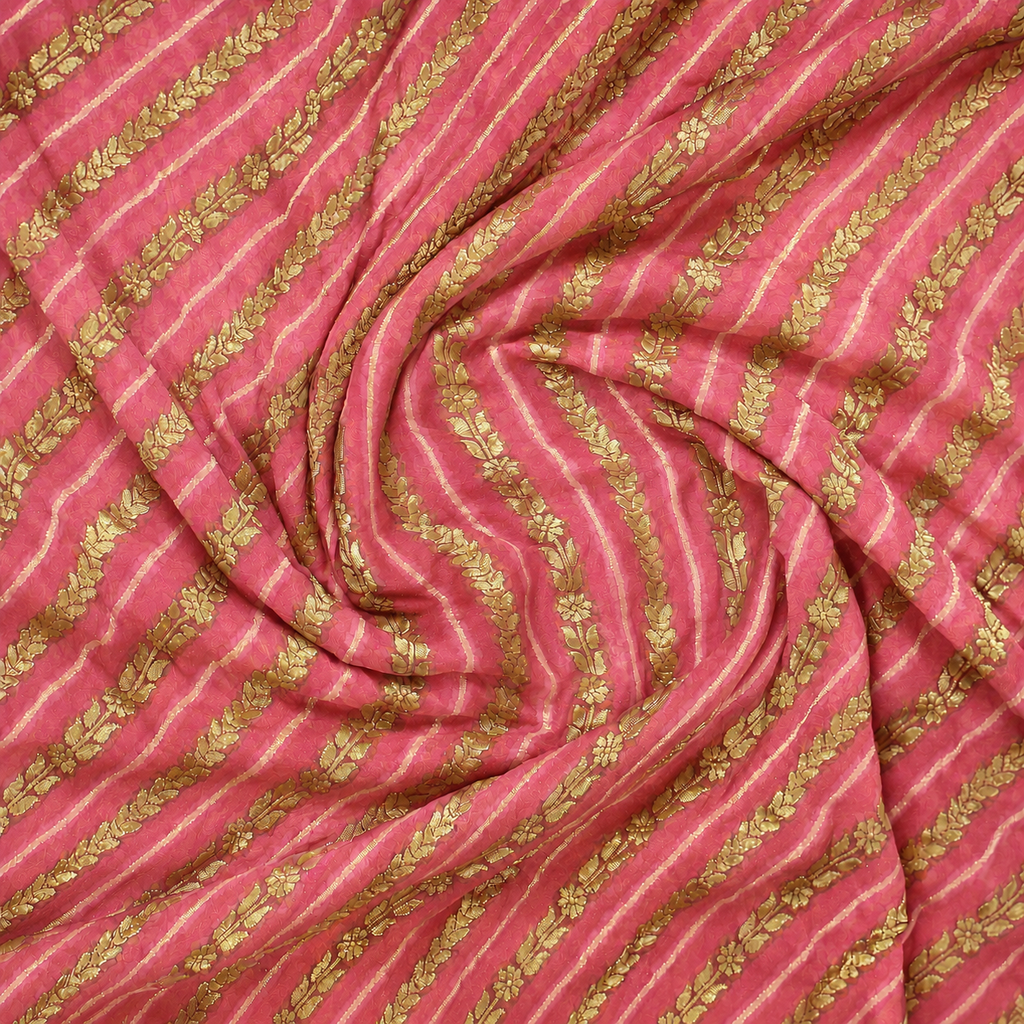 Darling Pink - Pure Khaddi Chiffon Georgette Silk Banarasi Saree