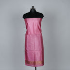 Pink Banarasi Handloom Luxury Suit set contrast with Aqua Teal Green color.