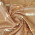 Dark Taupe - Pure Organza Banarasi Saree with Banarasi Half Laheria in gold and silver
