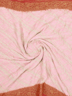 Baby Pink contrast with Golden Red - Pure Khaddi Chiffon Georgette Silk Banarasi Saree