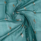 Emerald Deep Green - Pure Organza Banarasi Saree with light Golden silver Zari Booti