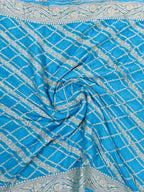 Sky Blue - Pure Khaddi Chiffon Georgette Silk Banarasi Saree