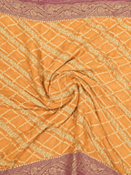 Peach contrast with Mauve- Pure Khaddi Chiffon Georgette Silk Banarasi Saree