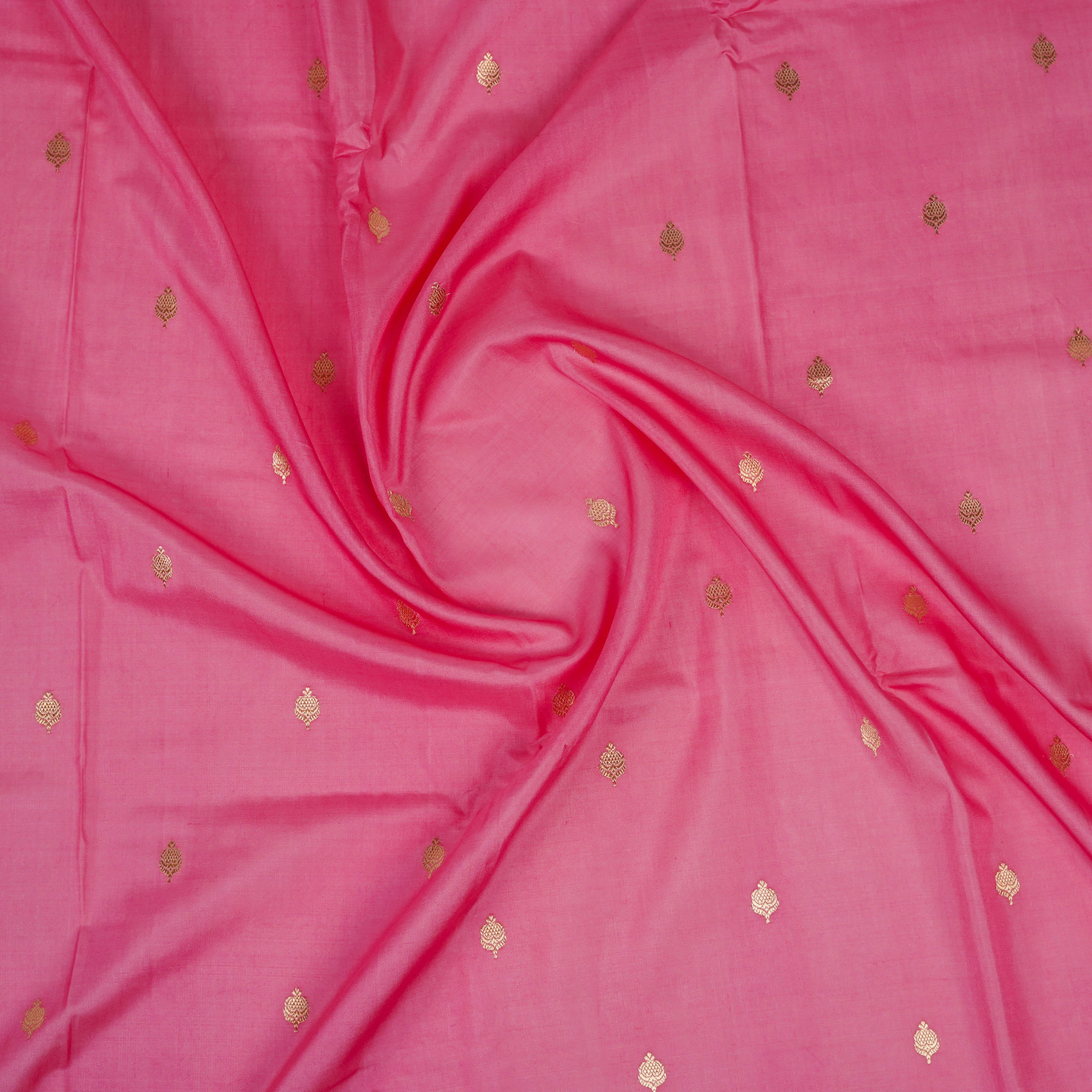 Pink - Pure Katan Georgette Banarasi Saree with Satin Border