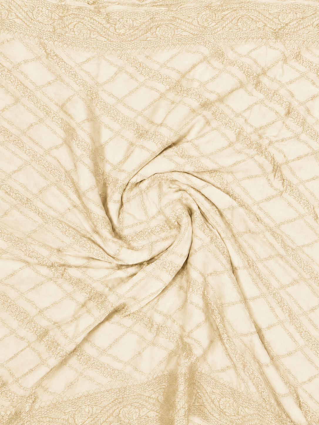 Off- White - Pure Khaddi Chiffon Georgette Silk Banarasi Saree