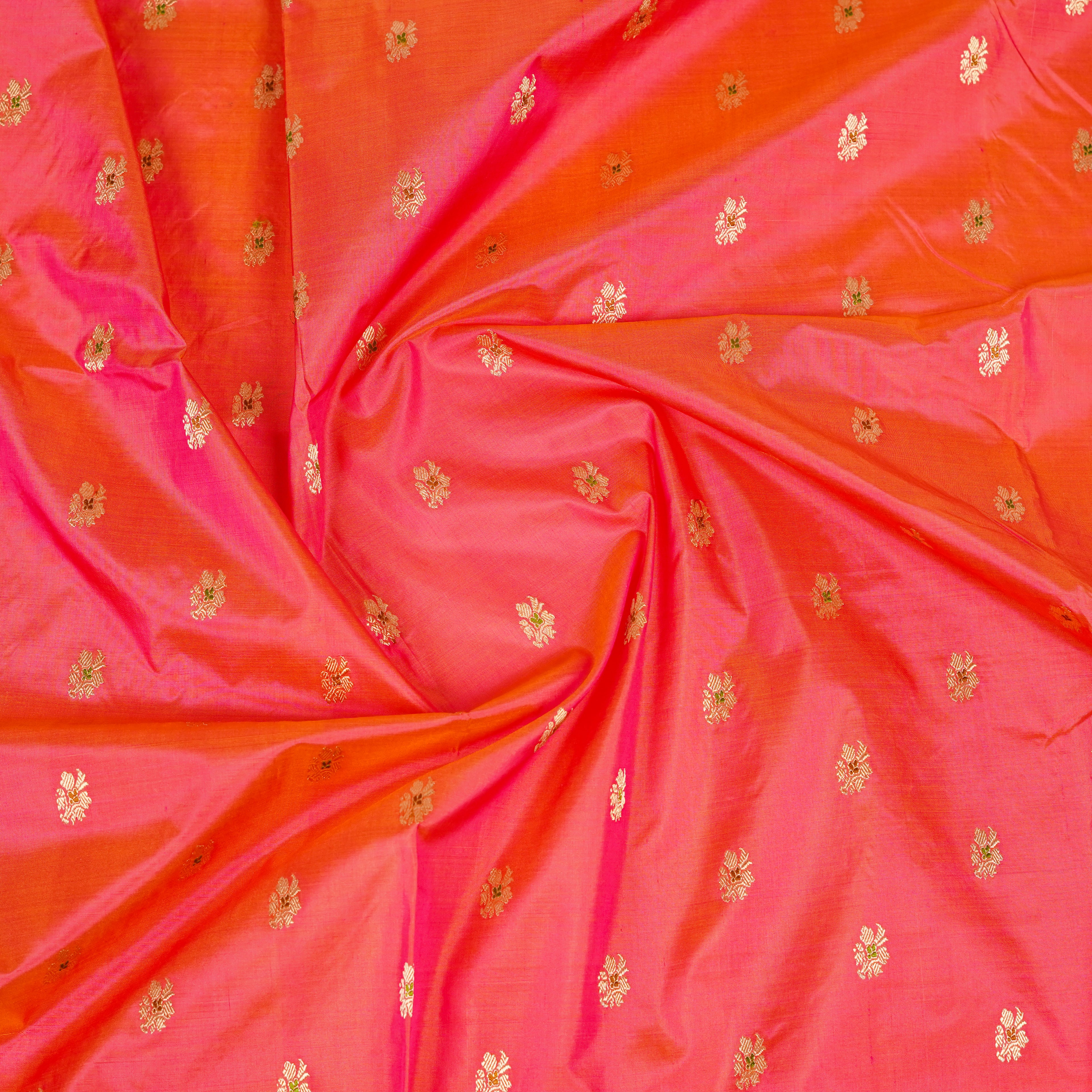 Pink contrast with Red - Pure Soft premium Katan Silk Banarasi Saree with Alfi small Booti and contrast Satin Border