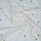 White Contrast with red border - Pure Katan Georgette Banarasi Saree with Satin Border and small golden zari booti