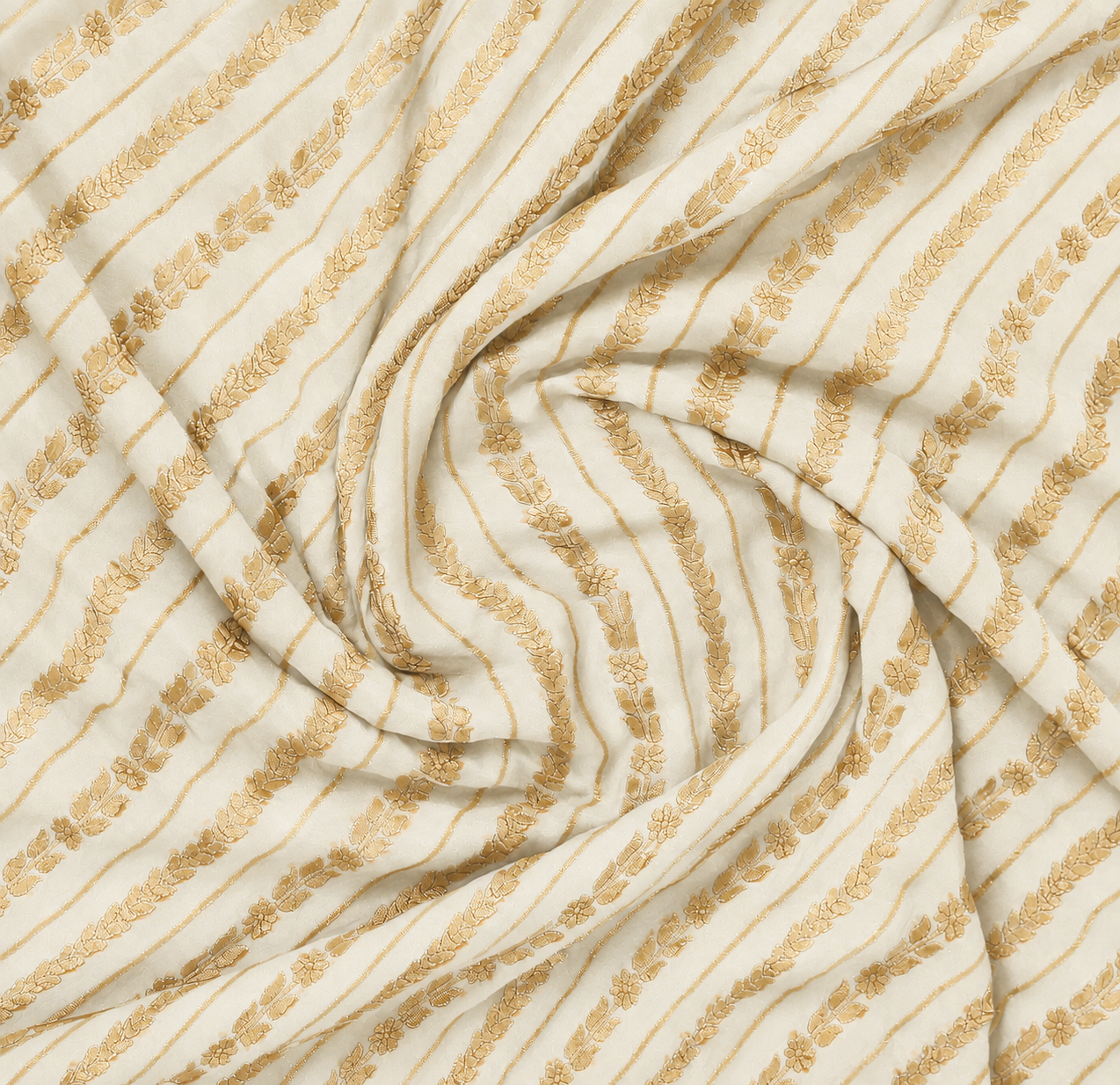 Off-White - Pure Khaddi Chiffon Georgette Silk Banarasi Saree