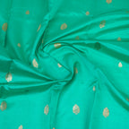 Green - Pure Raw Mango Banarasi Saree with Golden Boota Motifs and Laheria Design at Satin Border