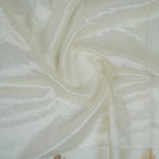 Off-white - Pure Organza Banarasi Saree with Plain Stripe Pattern and Satin Border