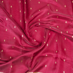 Deep Garnet - Pure Chiniya Mashru Silk Banarasi Saree with small golden zari booti