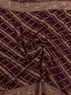 Wine - Pure Khaddi Chiffon Georgette Silk Banarasi Saree