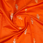 Rust - Pure Raw Mango Banarasi Saree with Golden and silver Boota Motifs