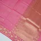 Pink - Pure Katan Georgette Banarasi Saree with Satin Border