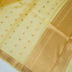 Golden Yellow - Pure Organza Banarasi Saree with light Golden Zari Booti