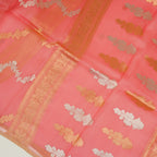 Baby Pink - Pure Organza Banarasi Saree with Banarasi Half Laheria in gold and silver