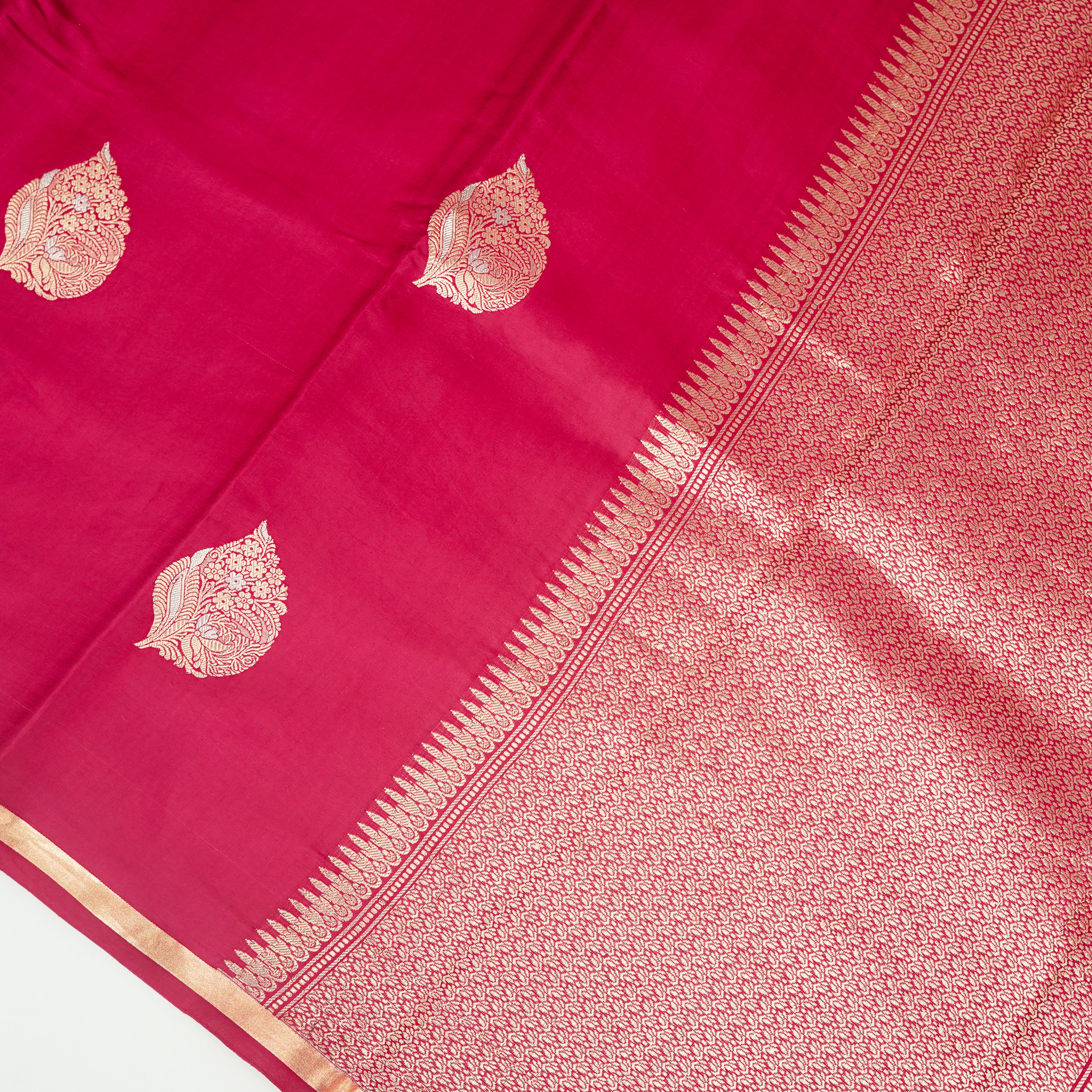 Boysenberry - Pure Soft Mashru Silk Banarasi Saree with Alfi Boota and Piping Zari Border