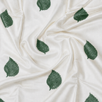 Off white with beautiful Deep Green motifs - Pure Soft Mashru Silk Banarasi Saree