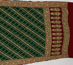 Bottle Green contrast with classic Red - Pure Khaddi Chiffon Georgette Silk Banarasi Saree
