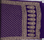 Navy Blue - Pure Khaddi Chiffon Georgette Silk Banarasi Saree