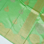 Light Green - Pure Silk Banarasi Saree with attractive Golden and silver boota design