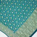 Cerulean Blue - Pure Georgette Banarasi Dupatta with Floral Jaal Pattern