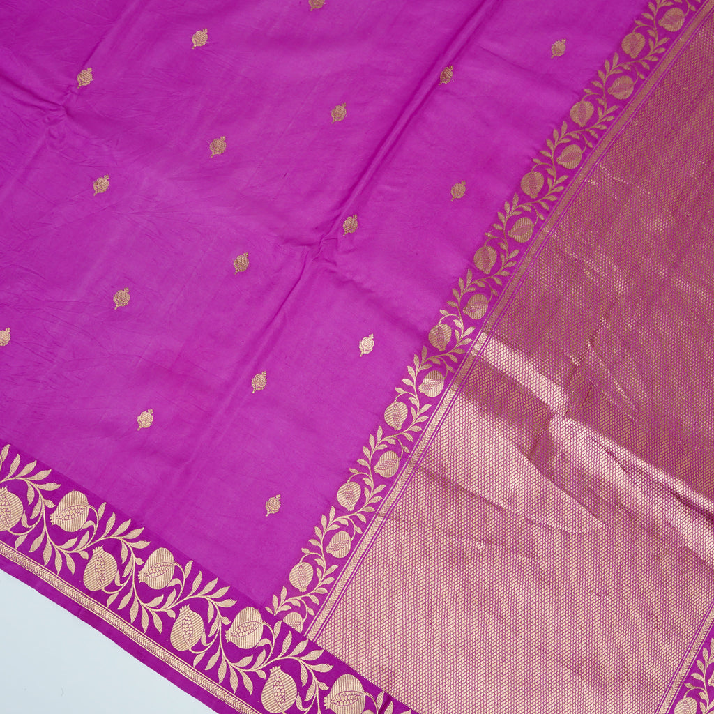 Magenta - Pure Katan Georgette Banarasi Saree with Satin Border