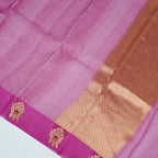 Hibiscus Pink - Pure Organza Banarasi Saree with Plain Stripe Pattern and Satin Border
